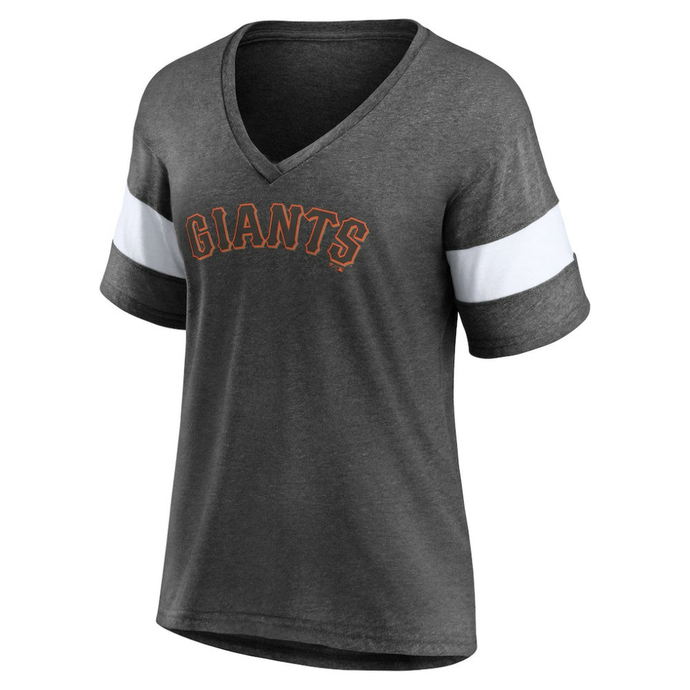 Heathered Charcoal San Francisco Giants Fanatics Women's Wordmark V-Neck Tri-Blend T-Shirt