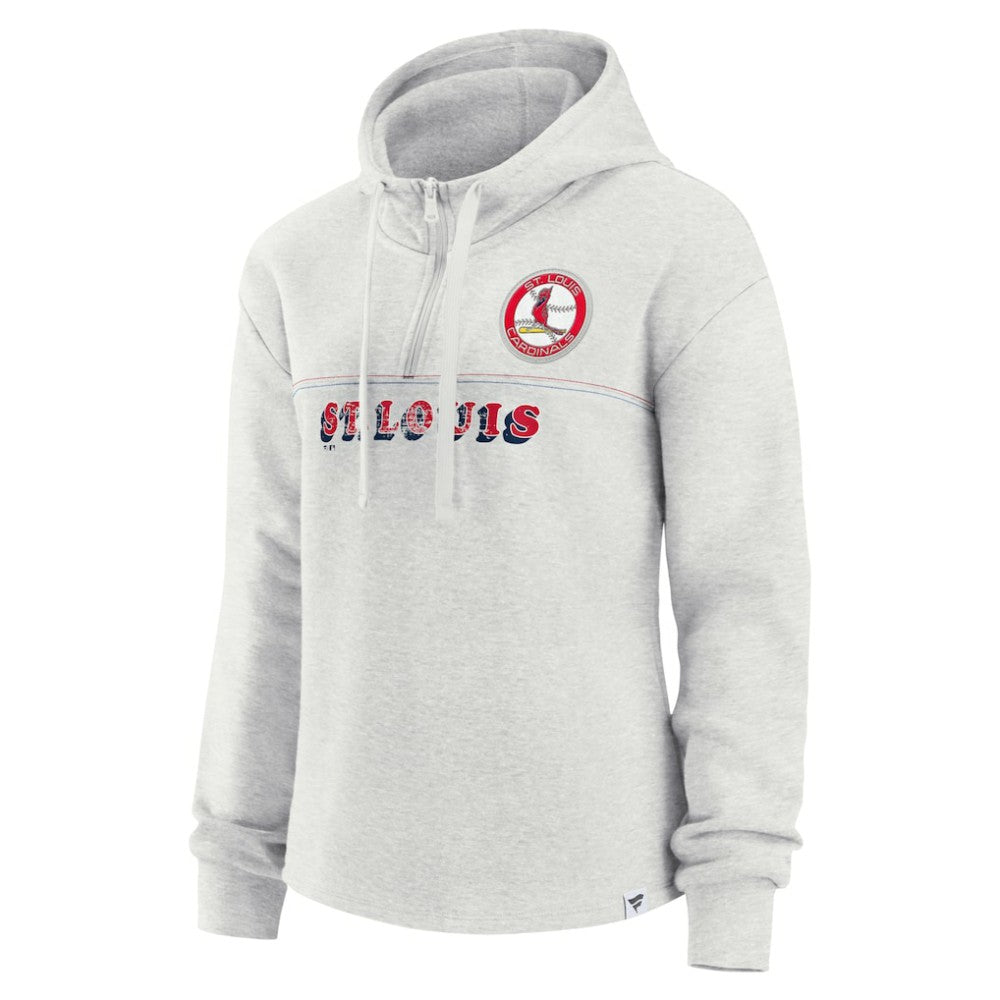 Oatmeal St. Louis Cardinals Fanatics Women's True Classics Legacy Quarter-Zip Hoodie