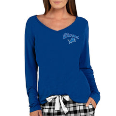 Concepts Sport Women's Marathon Knit Long Sleeve Lightweight V-Neck Lounge Top - Detroit Lions Tops