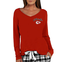Concepts Sport Women's Marathon Knit Long Sleeve Lightweight V-Neck Lounge Top - Kansas City Chiefs Tops