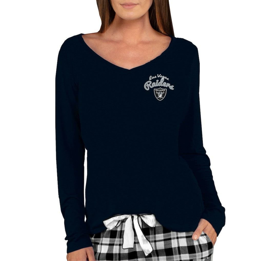 Concepts Sport Women's Marathon Knit Long Sleeve Lightweight V-Neck Lounge Top - Las Vegas Raiders Tops
