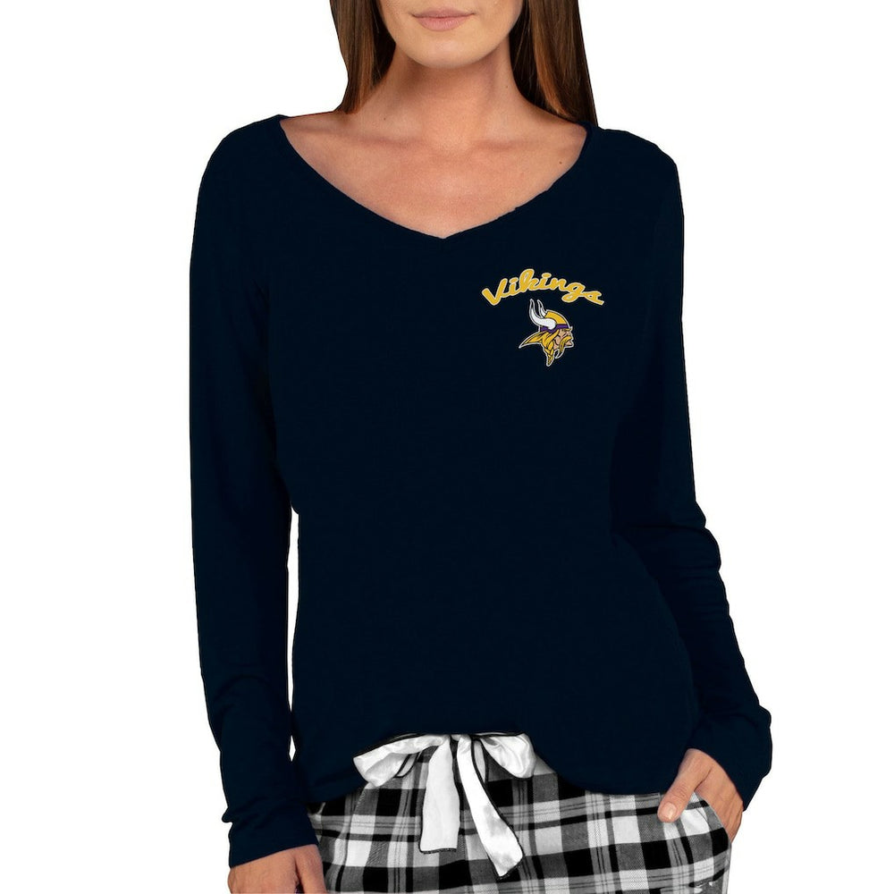 Concepts Sport Women's Marathon Knit Long Sleeve Lightweight V-Neck Lounge Top - Minnesota Vikings Tops
