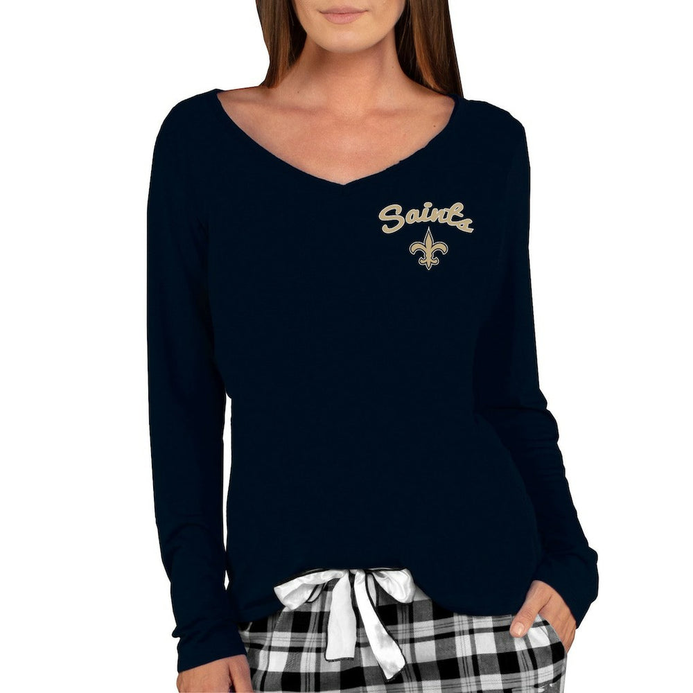 Concepts Sport Women's Marathon Knit Long Sleeve Lightweight V-Neck Lounge Top - New Orleans Saints Tops