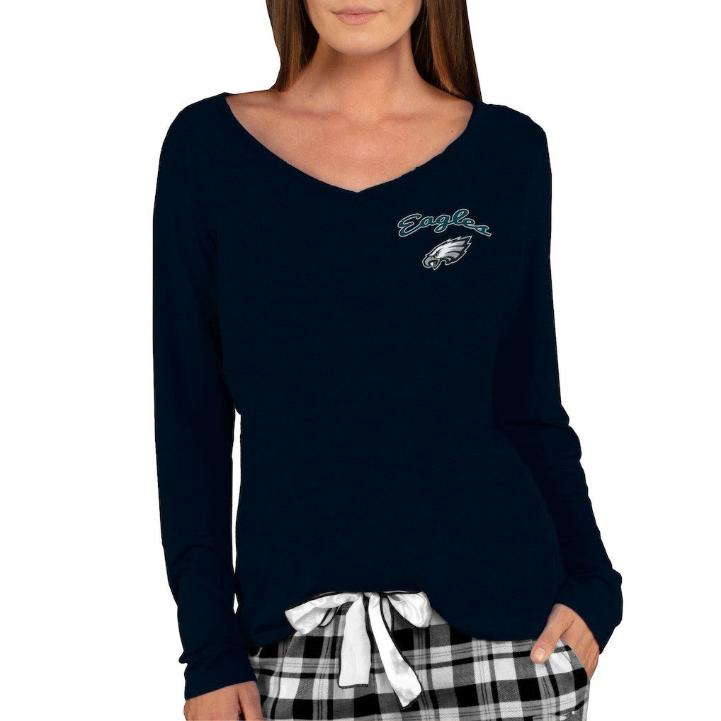 Concepts Sport Women's Marathon Knit Long Sleeve Lightweight V-Neck Lounge Top - Philadelphia Eagles Tops
