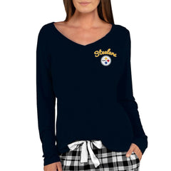 Concepts Sport Women's Marathon Knit Long Sleeve Lightweight V-Neck Lounge Top - Pittsburgh Steelers Tops