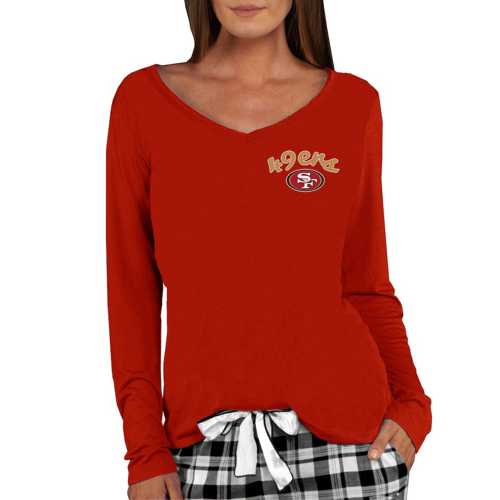 Concepts Sport Women's Marathon Knit Long Sleeve Lightweight V-Neck Lounge Top - San Francisco 49ers Tops