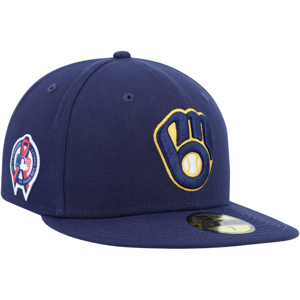 Navy Milwaukee Brewers New Era 9/11 Memorial Side Patch 59FIFTY Fitted Hat