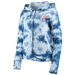 Royal Chicago Cubs New Era Women's Tie-Dye Fleece Full-Zip Hoodie