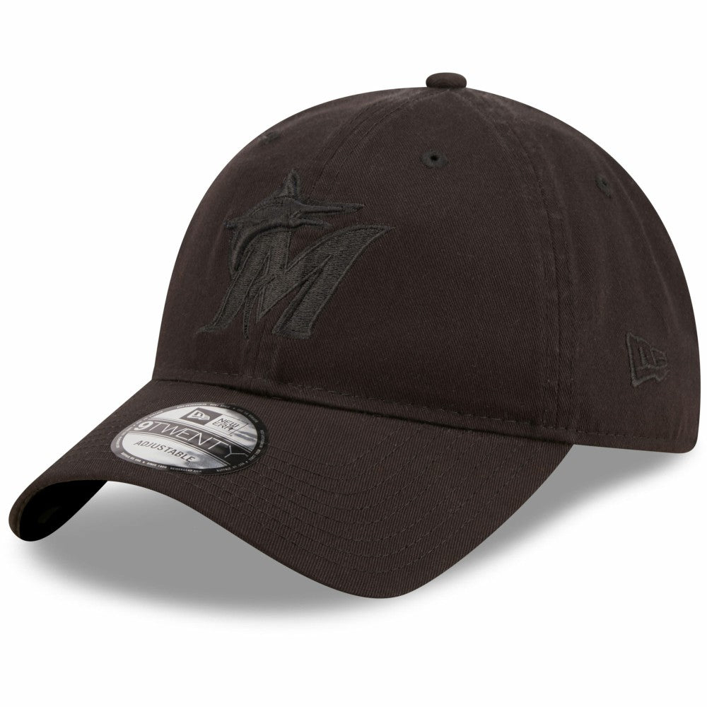 Miami Marlins New Era Black On Black Core Classic 2.0 9TWENTY Adjustable Hat