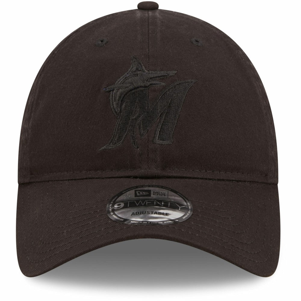 Miami Marlins New Era Black On Black Core Classic 2.0 9TWENTY Adjustable Hat