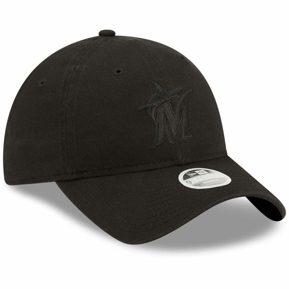 Miami Marlins New Era Women's Black on Black Core Classic II 9TWENTY Adjustable Hat