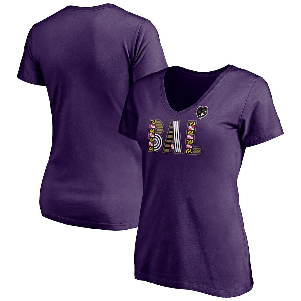 Women's Hometown Collection Wildcat V-Neck T-Shirt - Baltimore Ravens T-shirts