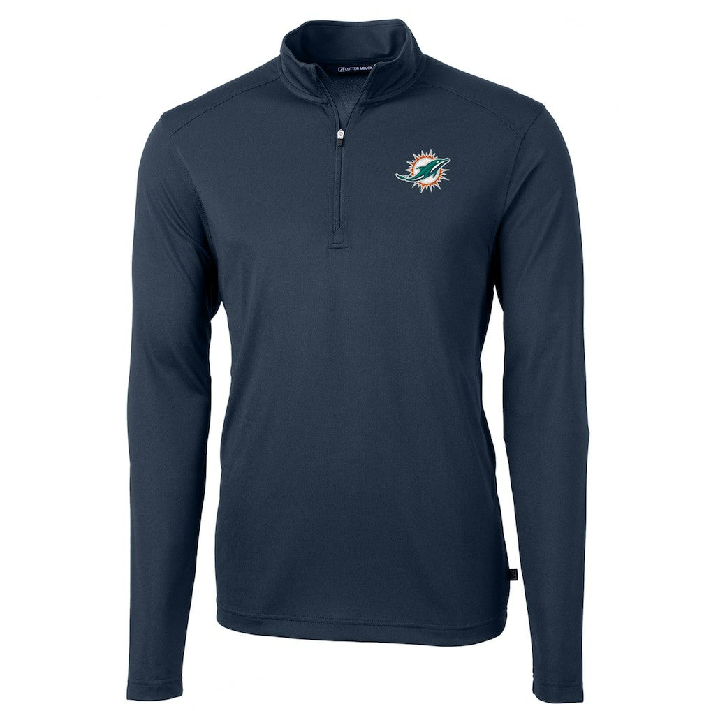 Cutter & Buck Virtue Eco Pique Recycled Quarter-Zip Pullover Jacket - Miami Dolphins Pullover
