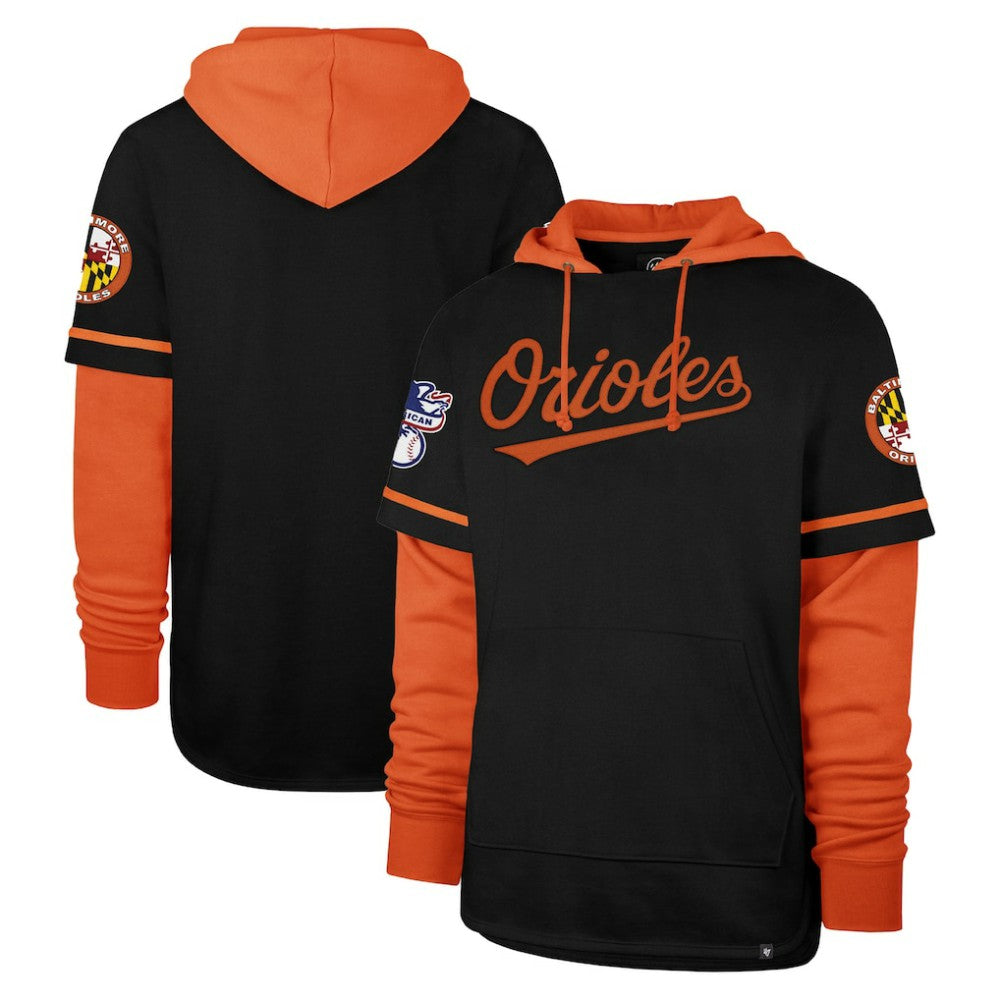 Black Baltimore Orioles '47 Trifecta Shortstop Pullover Hoodie