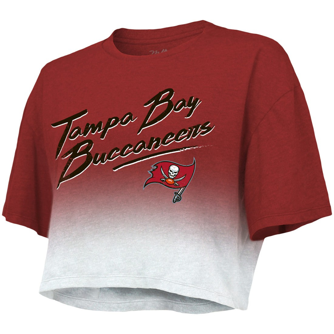 Tom Brady  Majestic Threads Women's Drip-Dye Player Name & Number Tri-Blend Crop T-Shirt - Tampa Bay Buccaneers T-shirts