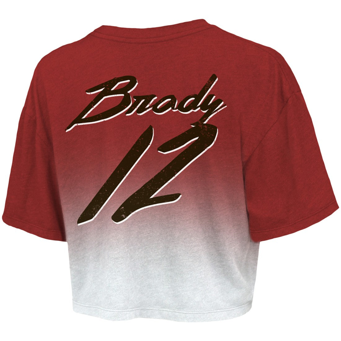 Tom Brady  Majestic Threads Women's Drip-Dye Player Name & Number Tri-Blend Crop T-Shirt - Tampa Bay Buccaneers T-shirts
