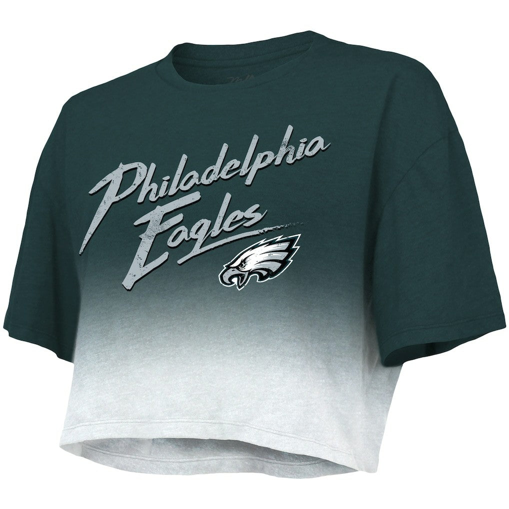Jalen Hurts  Majestic Threads Women's Dip-Dye Player Name & Number Crop Top - Philadelphia Eagles Tops