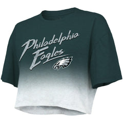 Jalen Hurts  Majestic Threads Women's Dip-Dye Player Name & Number Crop Top - Philadelphia Eagles Tops