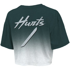 Jalen Hurts  Majestic Threads Women's Dip-Dye Player Name & Number Crop Top - Philadelphia Eagles Tops