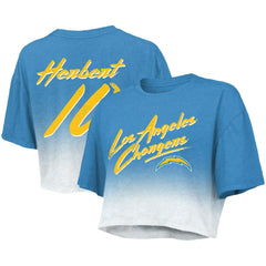 Justin Herbert  Majestic Threads Women's Dip-Dye Player Name & Number Crop Top - Los Angeles Chargers Tops