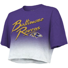 Lamar Jackson  Majestic Threads Women's Dip-Dye Player Name & Number Crop Top - Baltimore Ravens Tops
