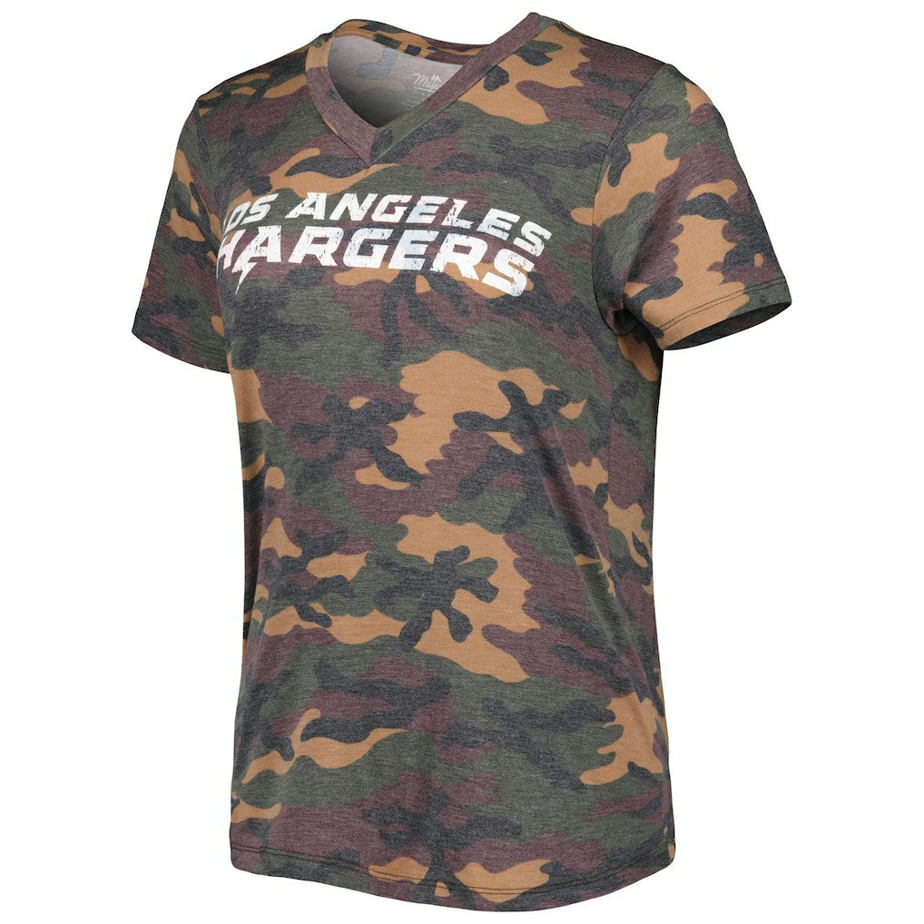 Justin Herbert  Majestic Threads Women's Name & Number V-Neck Tri-Blend T-Shirt - Los Angeles Chargers T-shirts