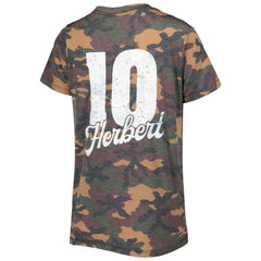 Justin Herbert  Majestic Threads Women's Name & Number V-Neck Tri-Blend T-Shirt - Los Angeles Chargers T-shirts