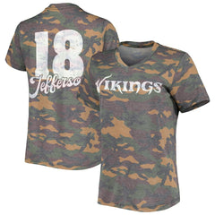 Justin Jefferson  Women's Name & Number Tri-Blend V-Neck T-Shirt - Minnesota Vikings T-shirts