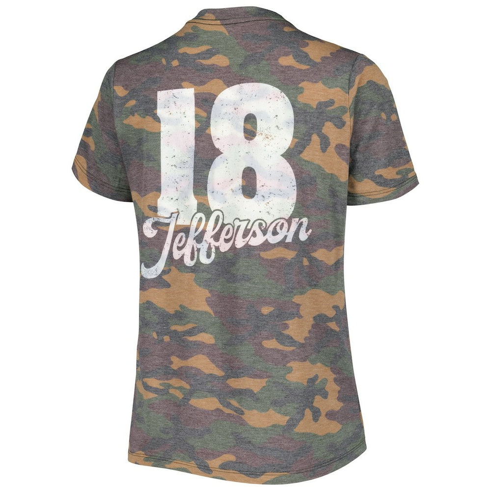 Justin Jefferson  Women's Name & Number Tri-Blend V-Neck T-Shirt - Minnesota Vikings T-shirts
