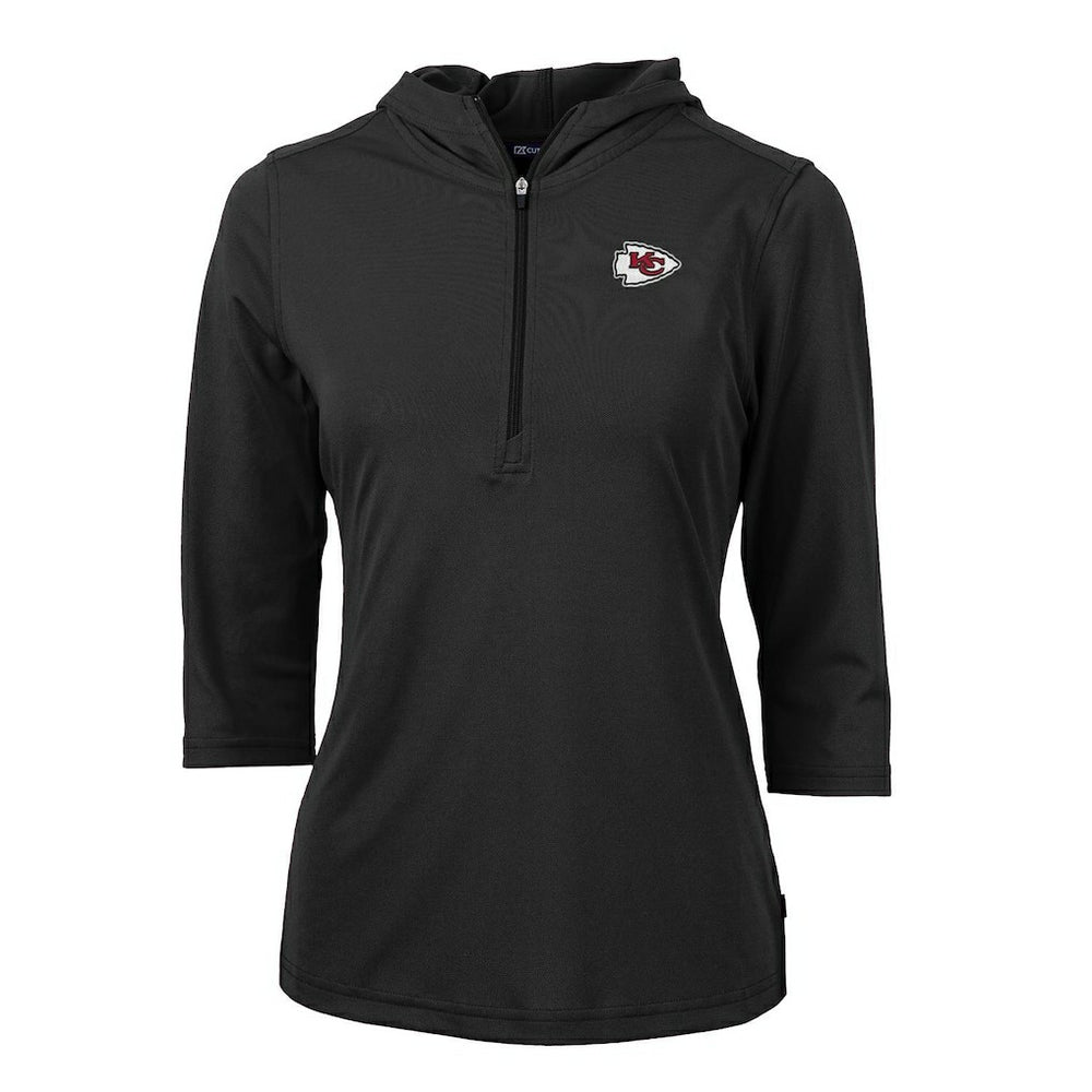 Cutter & Buck Women's Virtue Eco Pique Half-Zip 3/4 Sleeve Pullover Hoodie - Kansas City Chiefs Hoodies