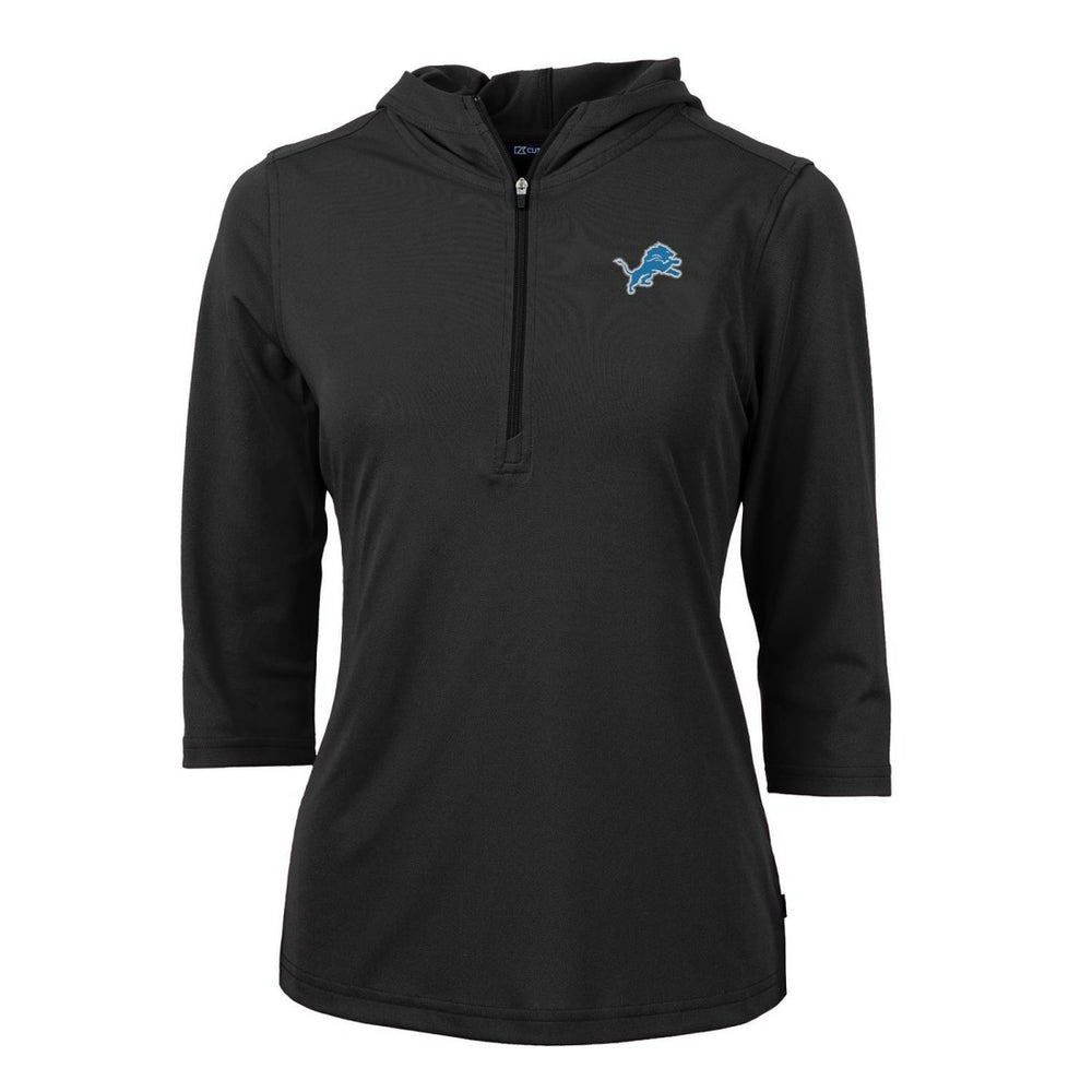 Cutter & Buck Women's Virtue Eco Pique Half-Zip 3/4 Sleeve Pullover Hoodie - Detroit Lions Hoodies