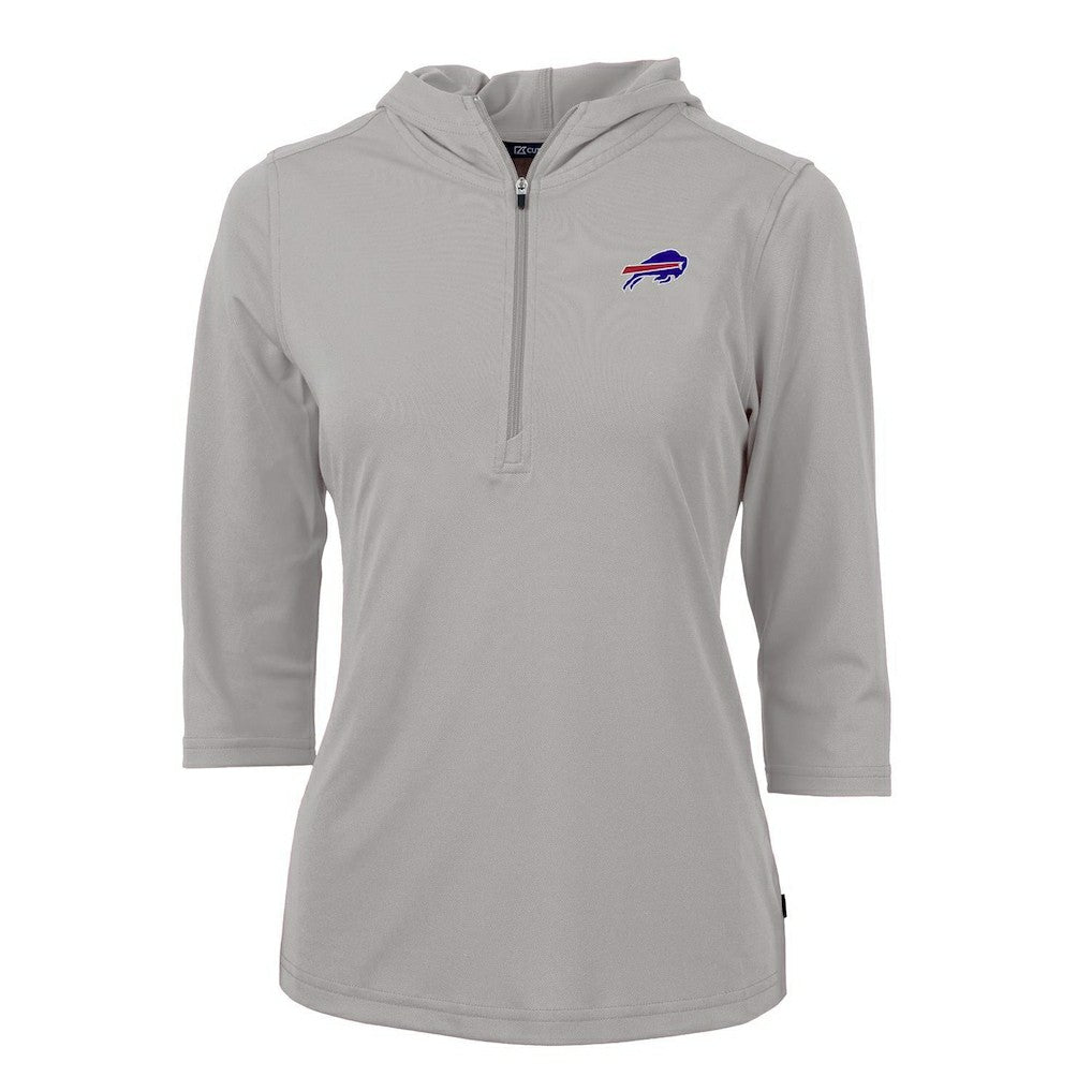 Cutter & Buck Women's Virtue Eco Pique Half-Zip 3/4 Sleeve Pullover Hoodie - Buffalo Bills Hoodies
