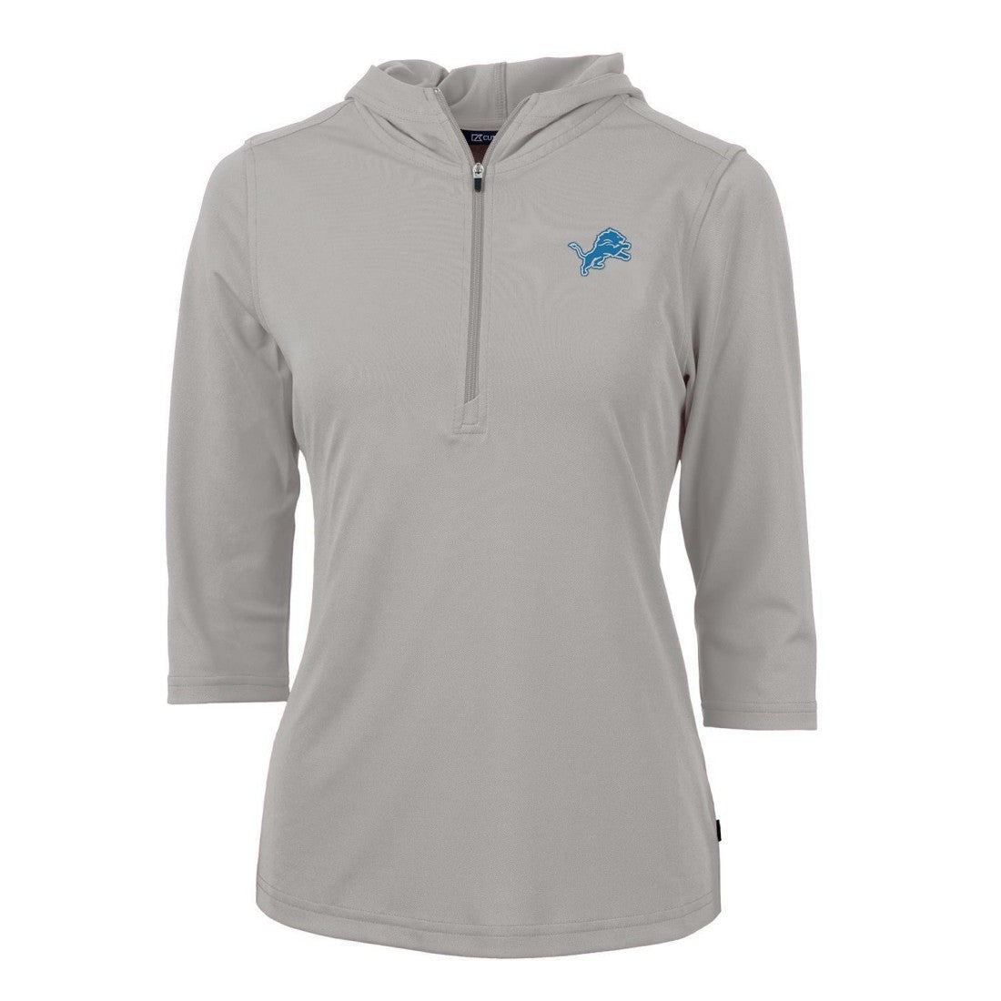 Cutter & Buck Women's Virtue Eco Pique Half-Zip 3/4 Sleeve Pullover Hoodie - Detroit Lions Hoodies