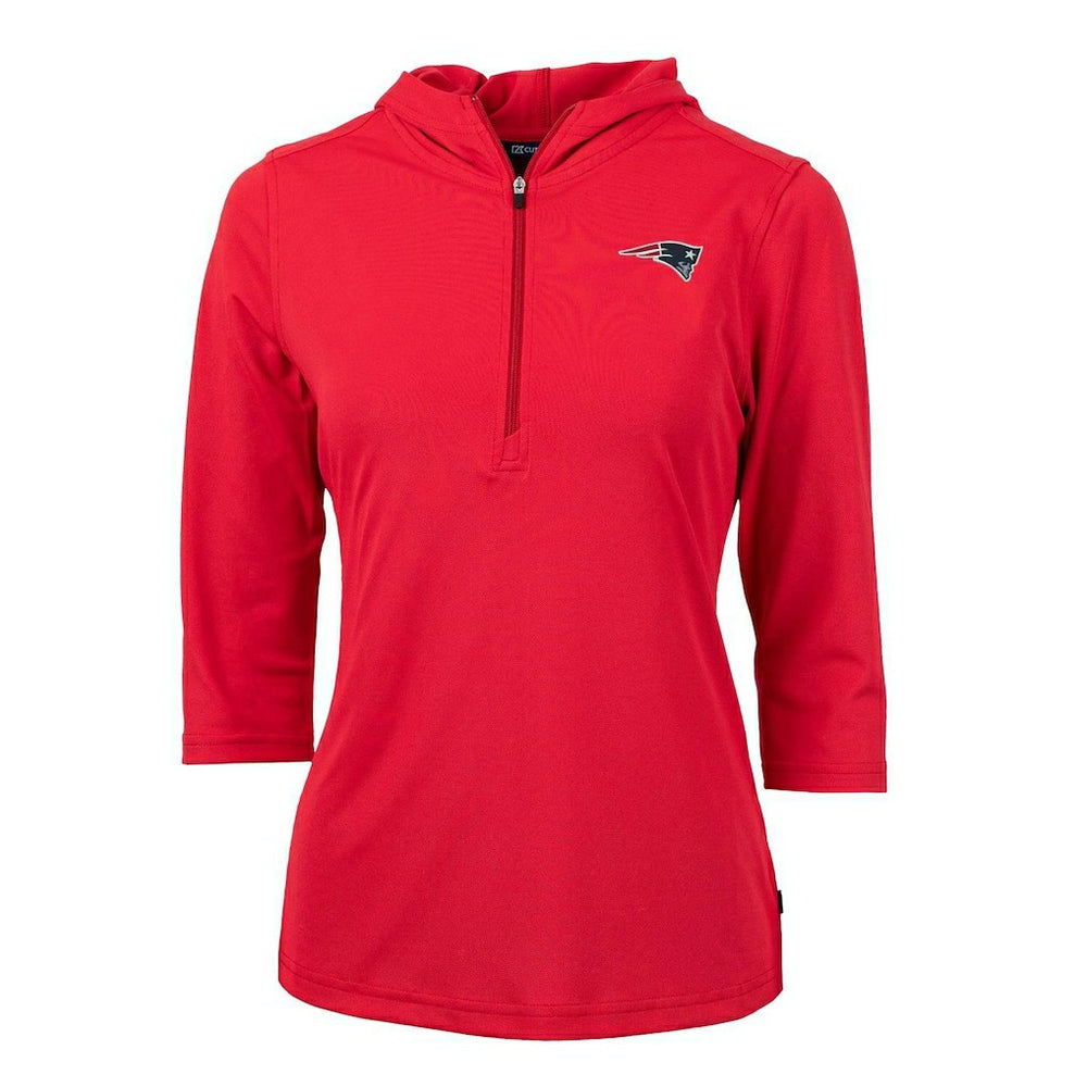 Cutter & Buck Women's Virtue Eco Pique Half-Zip 3/4 Sleeve Pullover Hoodie - New England Patriots Hoodies
