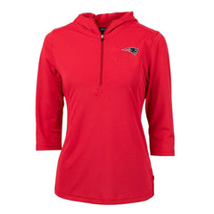 Cutter & Buck Women's Virtue Eco Pique Half-Zip 3/4 Sleeve Pullover Hoodie - New England Patriots Hoodies