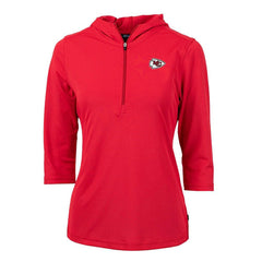 Cutter & Buck Women's Virtue Eco Pique Half-Zip 3/4 Sleeve Pullover Hoodie - Kansas City Chiefs Hoodies