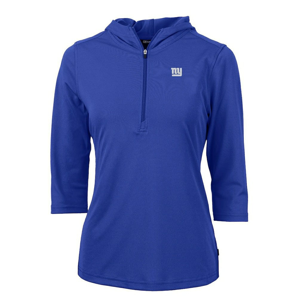 Cutter & Buck Women's Virtue Eco Pique Half-Zip 3/4 Sleeve Pullover Hoodie - New York Giants Hoodies
