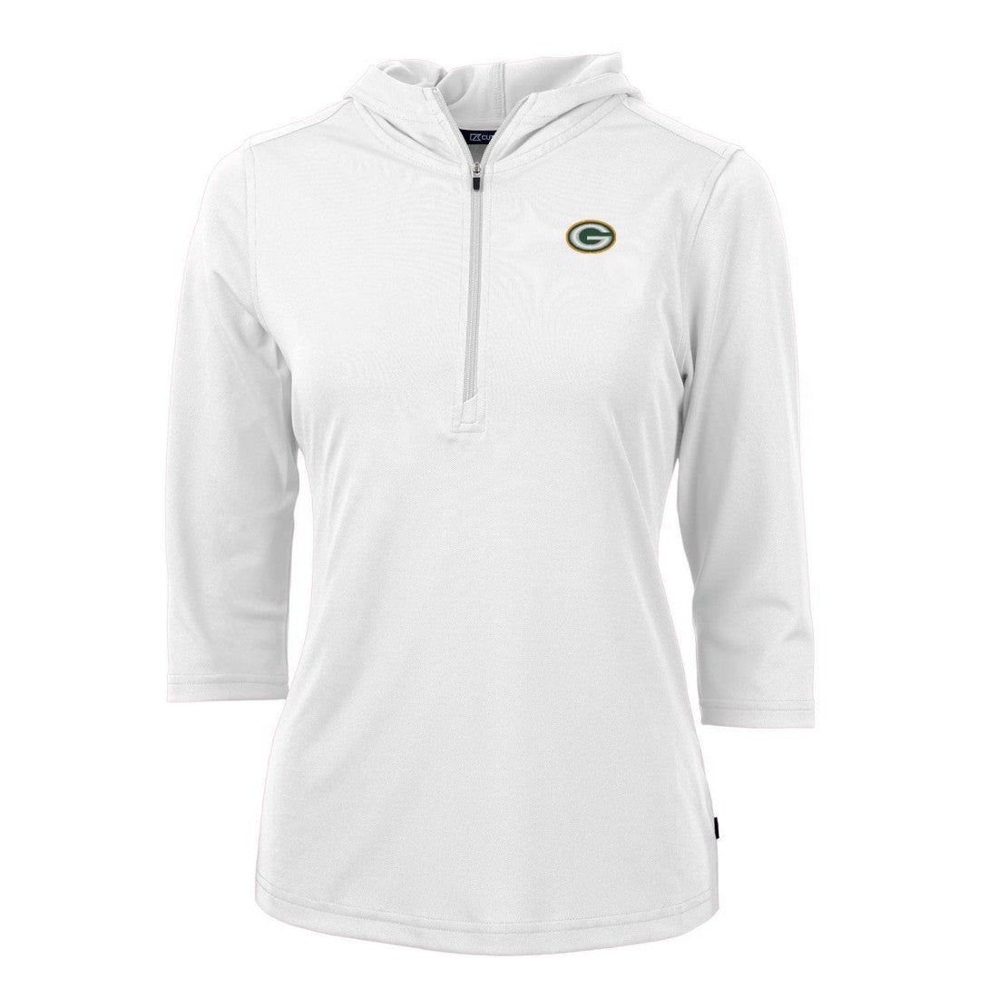 Cutter & Buck Women's Virtue Eco Pique Half-Zip 3/4 Sleeve Pullover Hoodie - Green Bay Packers Hoodies