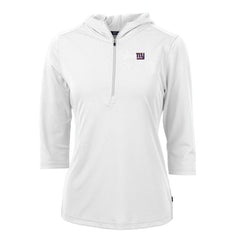 Cutter & Buck Women's Virtue Eco Pique Half-Zip 3/4 Sleeve Pullover Hoodie - New York Giants Hoodies