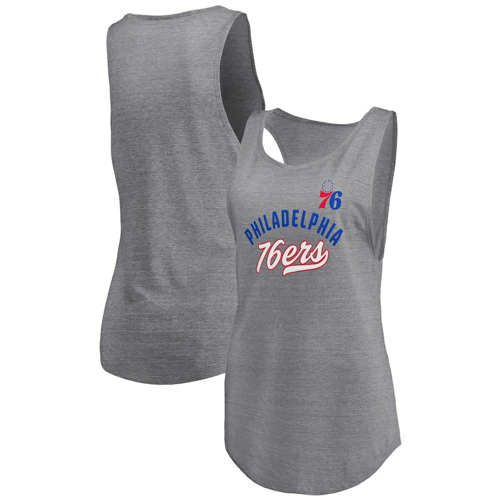 Fanatics Philadelphia 76ers Women's Quality Time Open Scoop Neck Tri-Blend Tank Top