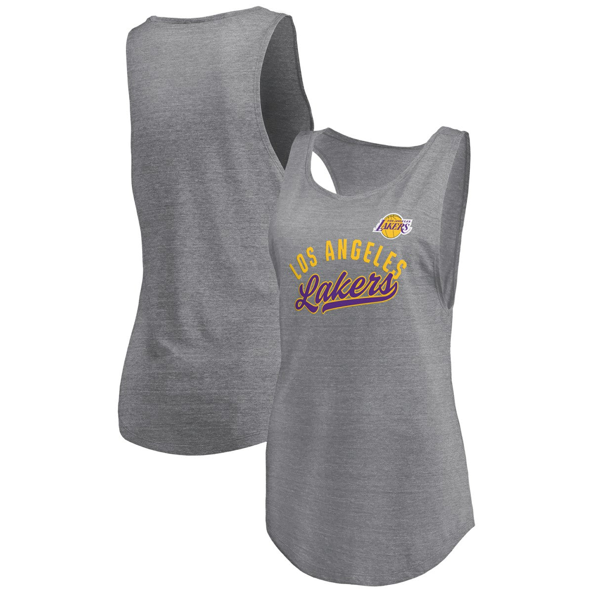 Fanatics Los Angeles Lakers Women's Quality Time Open Scoop Neck Tri-Blend Tank Top