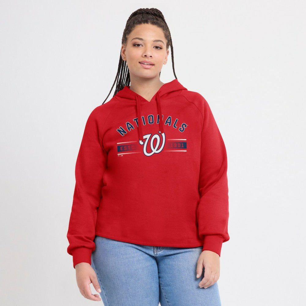 Red Washington Nationals Fanatics Women's Perfect Play Raglan Pullover Hoodie
