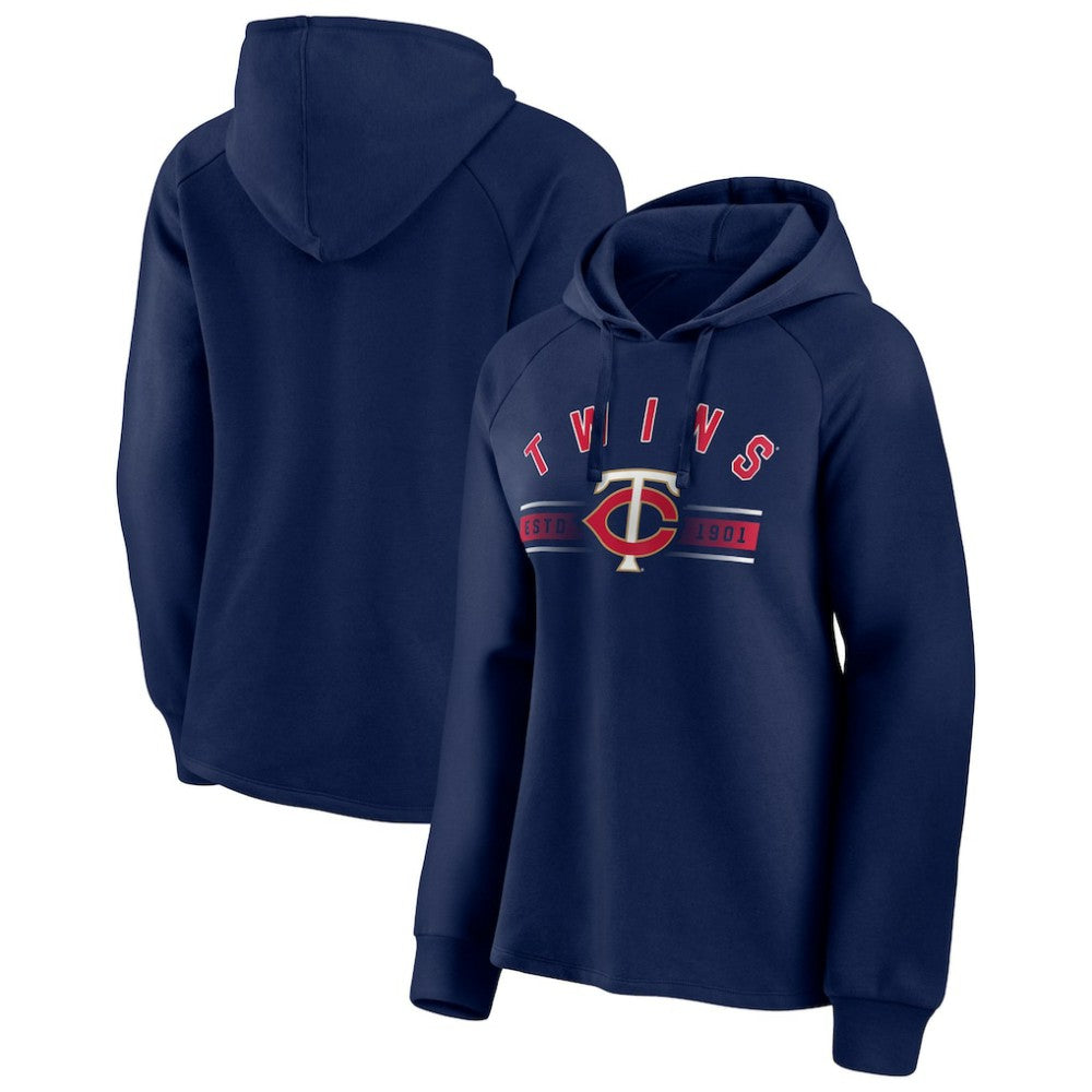Navy Minnesota Twins Fanatics Women's Perfect Play Raglan Pullover Hoodie