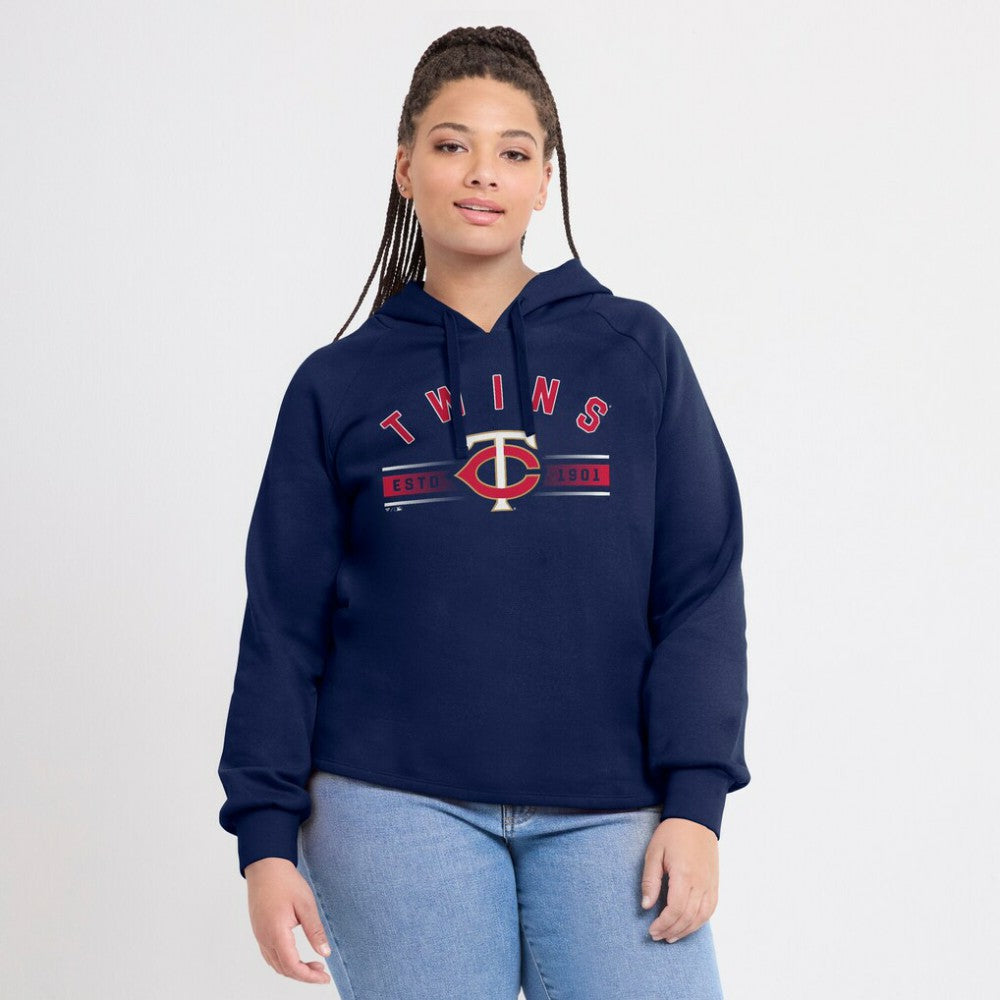 Navy Minnesota Twins Fanatics Women's Perfect Play Raglan Pullover Hoodie