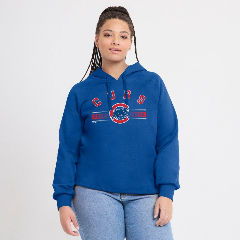 Royal Chicago Cubs Fanatics Women's Perfect Play Raglan Pullover Hoodie