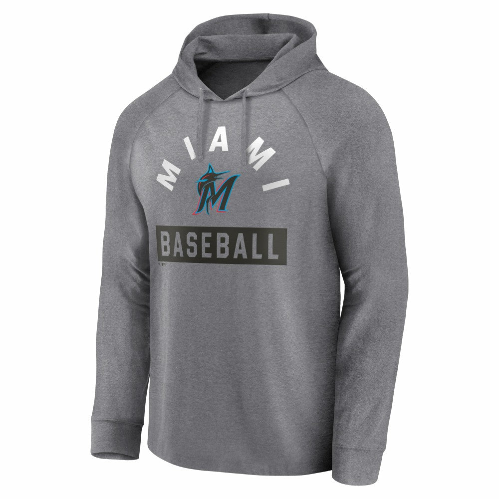 Gray Miami Marlins Fanatics No Time Off Raglan Pullover Hoodie