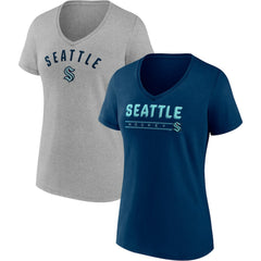 NHL Seattle Kraken Fanatics Women's Parent 2-Pack V-Neck T-Shirt Set