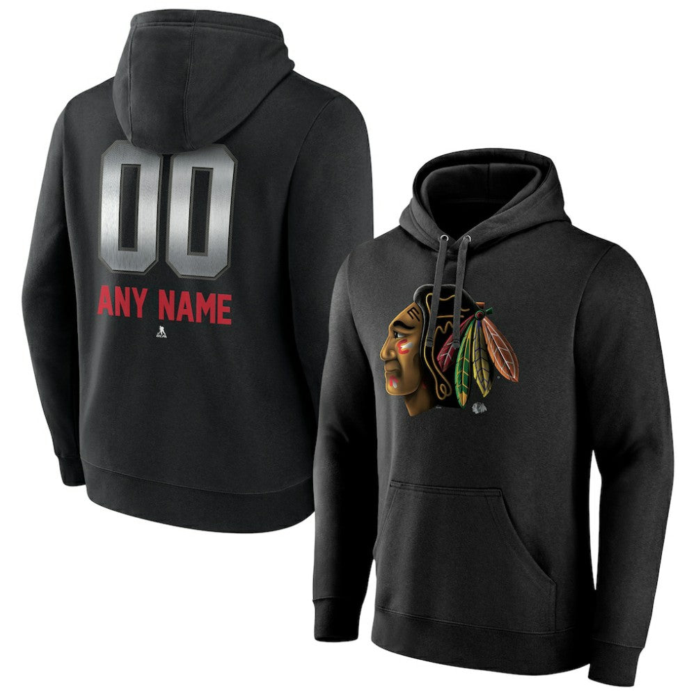NHL Chicago Blackhawks Personalized Midnight Mascot Logo Pullover Hoodie
