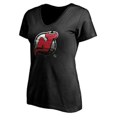 NHL New Jersey Devils Women's Personalized Midnight Mascot Logo V-Neck T-Shirt