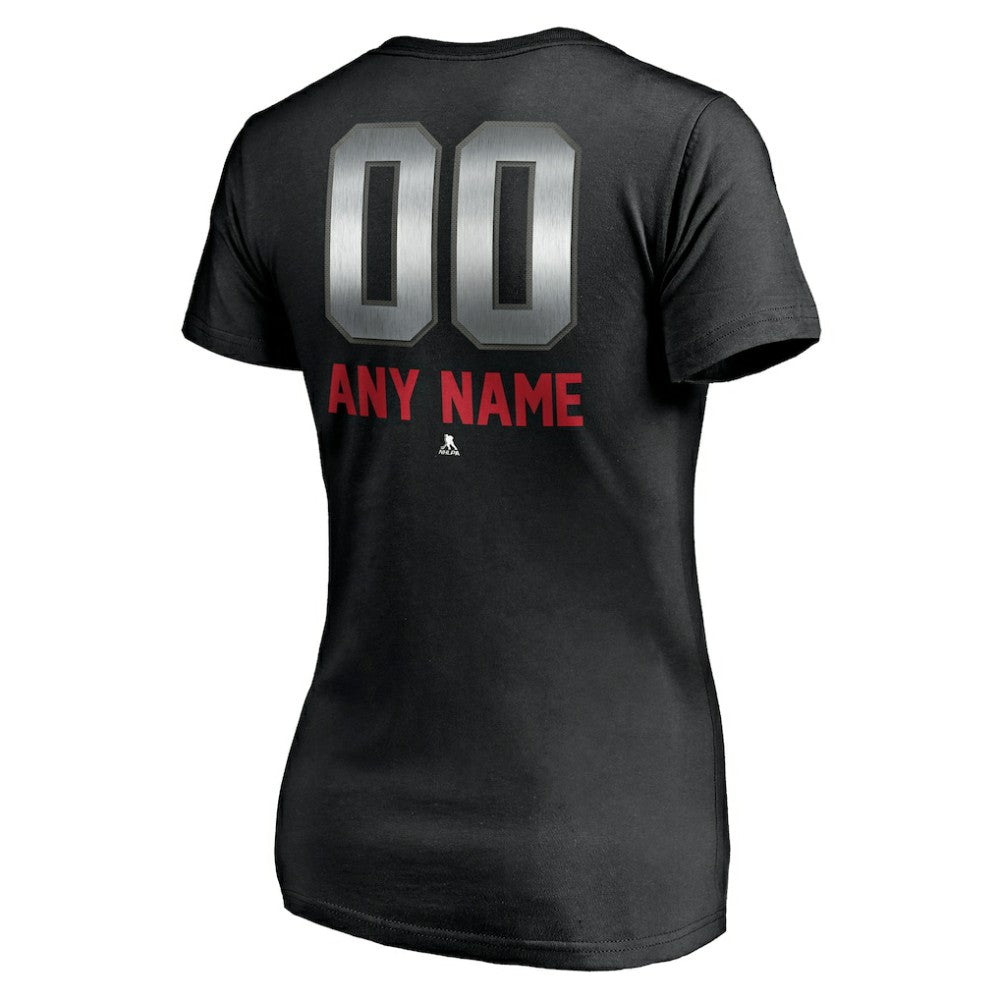 NHL New Jersey Devils Women's Personalized Midnight Mascot Logo V-Neck T-Shirt